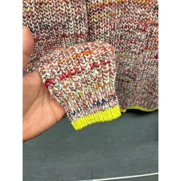 Free People Cardigan Women’s Multi Knit Wool Blend Pullover Neon Trim XS NWT